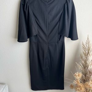 Grace Karin Black Cape Midi Dress